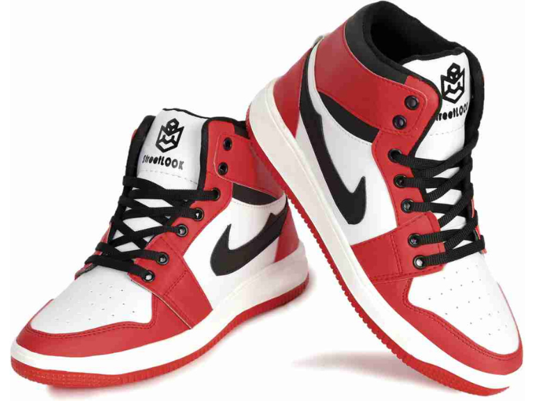 Men's High Top Sneakers (Red & White)