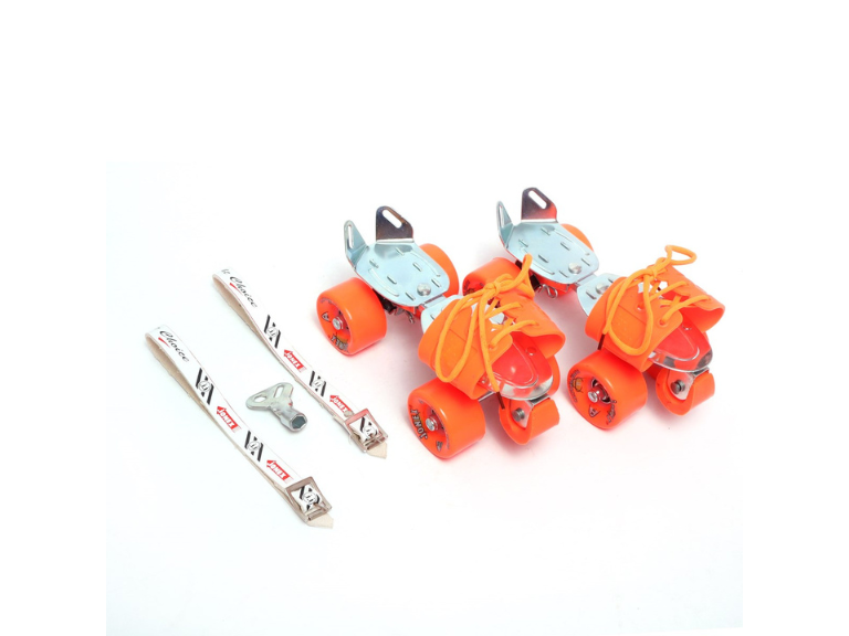 JJ JONEX Super Tenacity with Brake Adjustable Quad Roller Skates Suitable for Age Group 6-15 Years Old (Orange)