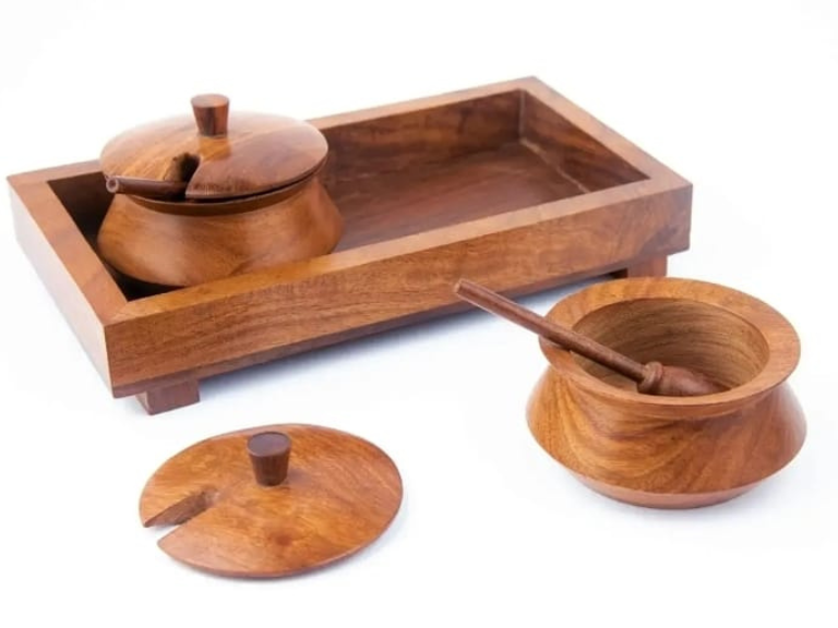Wooden Tray & Bowl Set