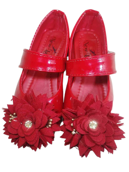 Kids Red Flower Belly Shoes