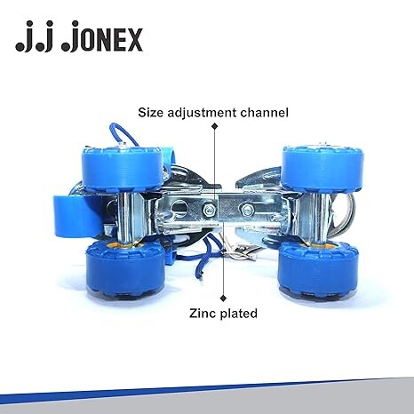 JJ JONEX Super Attack with Brake Adjustable Quad Roller Skates Suitable for Age Group 6-15 Years Old (MYC)