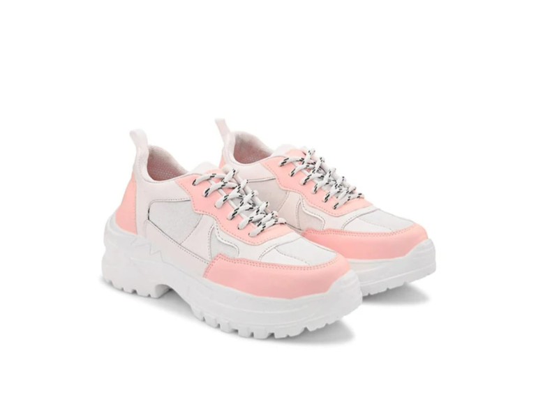 Berich Women Pink & White Colourblocked Lightweight Padded Insole Basics Sneakers