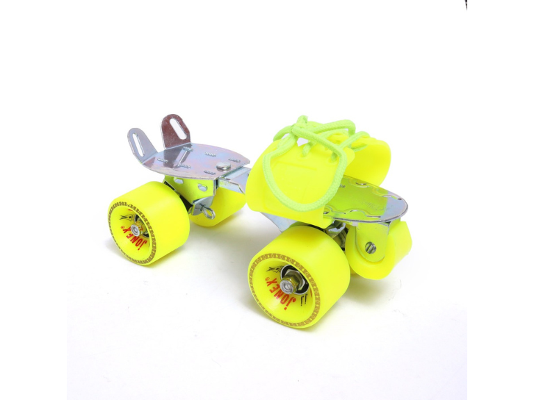 JJ JONEX Gold with Brake Adjustable Quad Roller Skates Suitable for Age Group 6-15 Years Old (Yellow)