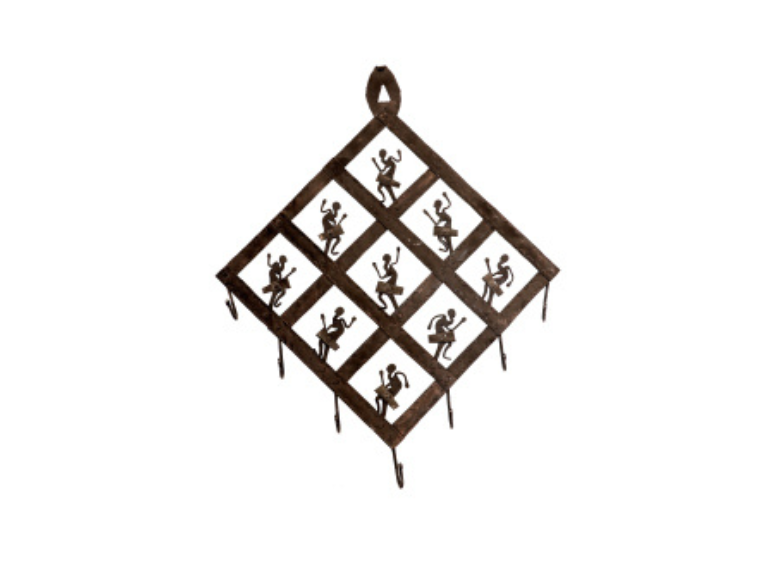 Wrought Iron Tribal Motif Square Cloth Hanger