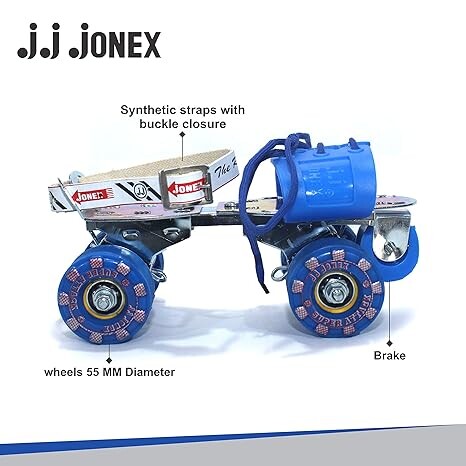 JJ JONEX Super Attack with Brake Adjustable Quad Roller Skates Suitable for Age Group 6-15 Years Old (MYC)