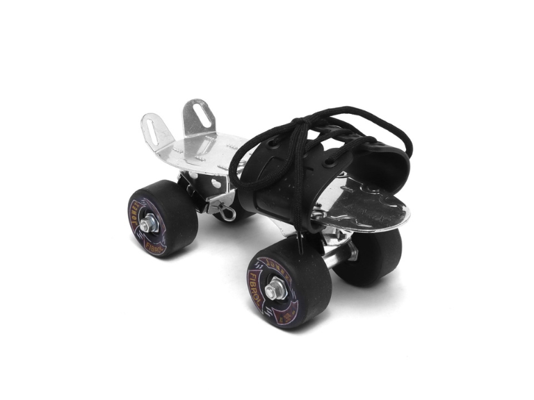 JJ JONEX Fibrol with Brake Adjustable Quad Roller Skates Suitable for Age Group 6-15 Years Old (Black)